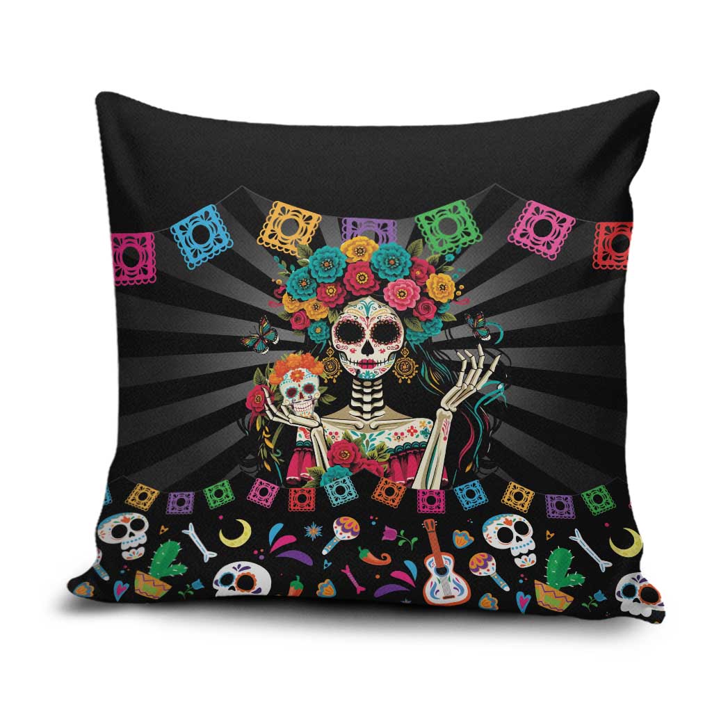 Mexican La Catrina Pillow Cover Viva Mexico Dia De Muertos - Wonder Print Shop