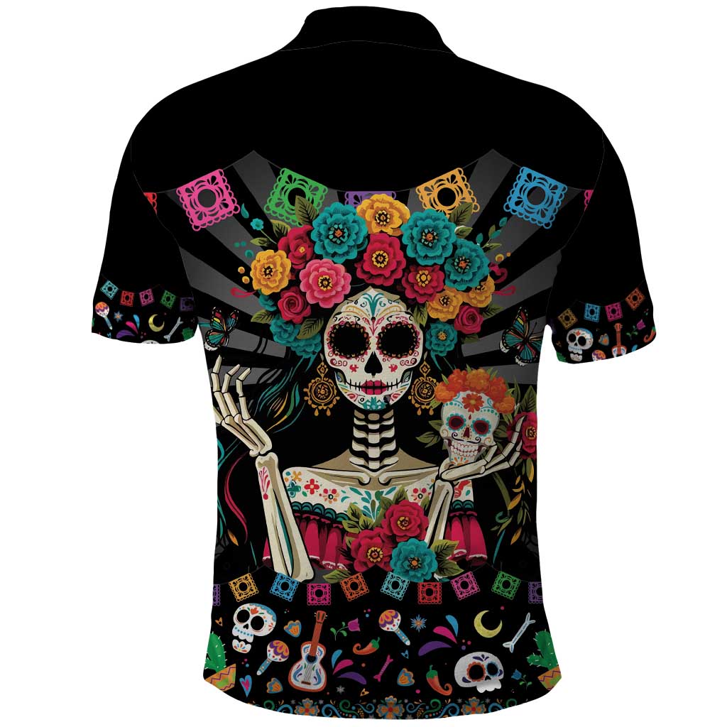 Mexican La Catrina Polo Shirt Viva Mexico Dia De Muertos - Wonder Print Shop