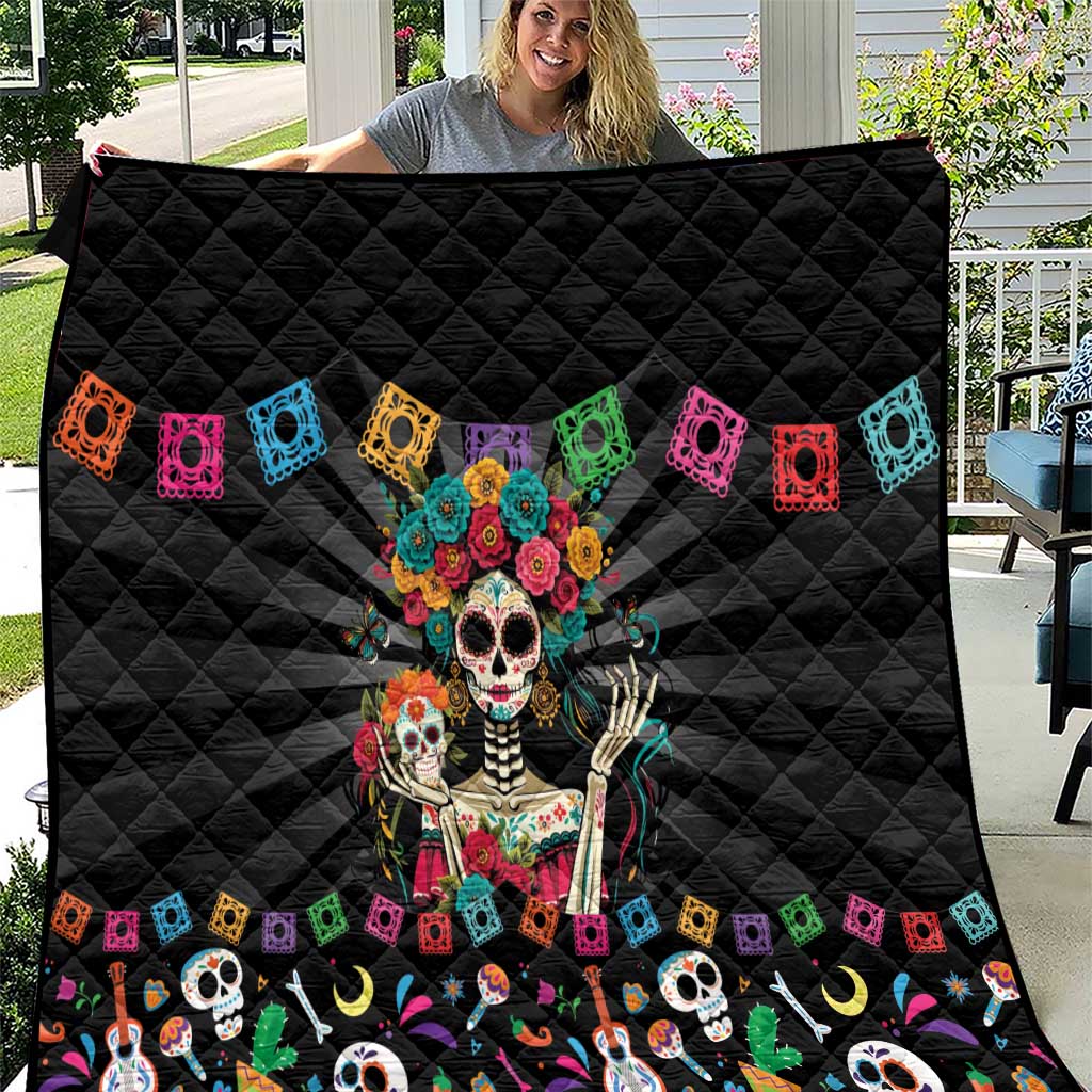 Mexican La Catrina Quilt Viva Mexico Dia De Muertos - Wonder Print Shop