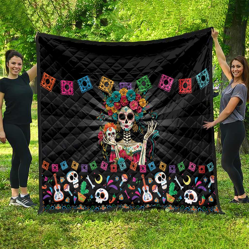 Mexican La Catrina Quilt Viva Mexico Dia De Muertos - Wonder Print Shop