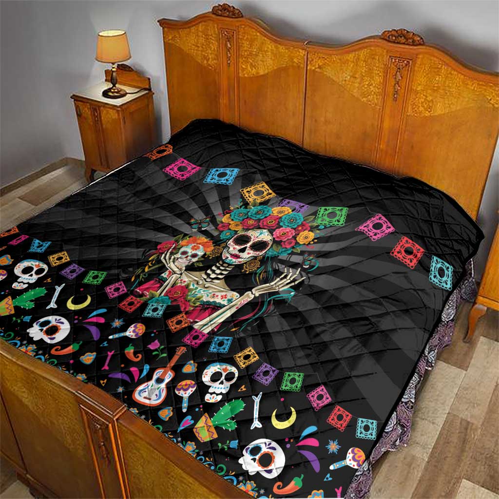 Mexican La Catrina Quilt Viva Mexico Dia De Muertos - Wonder Print Shop