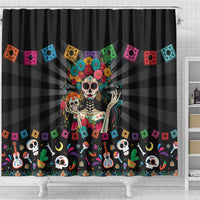 Mexican La Catrina Shower Curtain Viva Mexico Dia De Muertos - Wonder Print Shop
