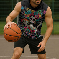 Mexican La Catrina Sleeveless Hoodie Viva Mexico Dia De Muertos - Wonder Print Shop