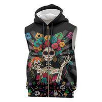 Mexican La Catrina Sleeveless Zip Hoodie Viva Mexico Dia De Muertos - Wonder Print Shop
