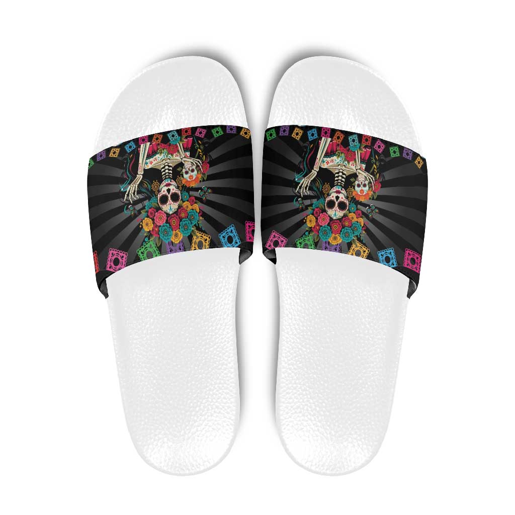 Mexican La Catrina Slide Sandals Viva Mexico Dia De Muertos - Wonder Print Shop