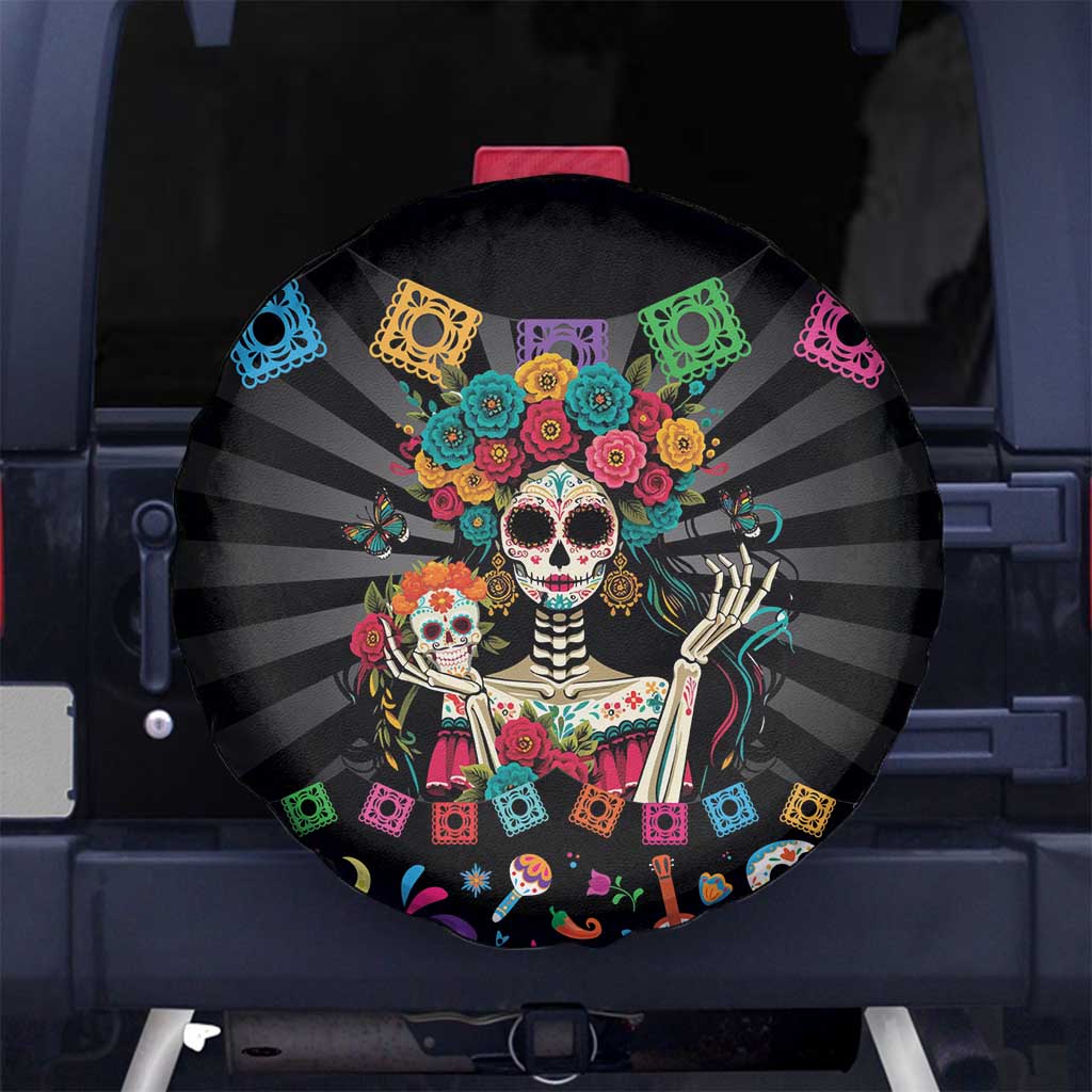 Mexican La Catrina Spare Tire Cover Viva Mexico Dia De Muertos - Wonder Print Shop