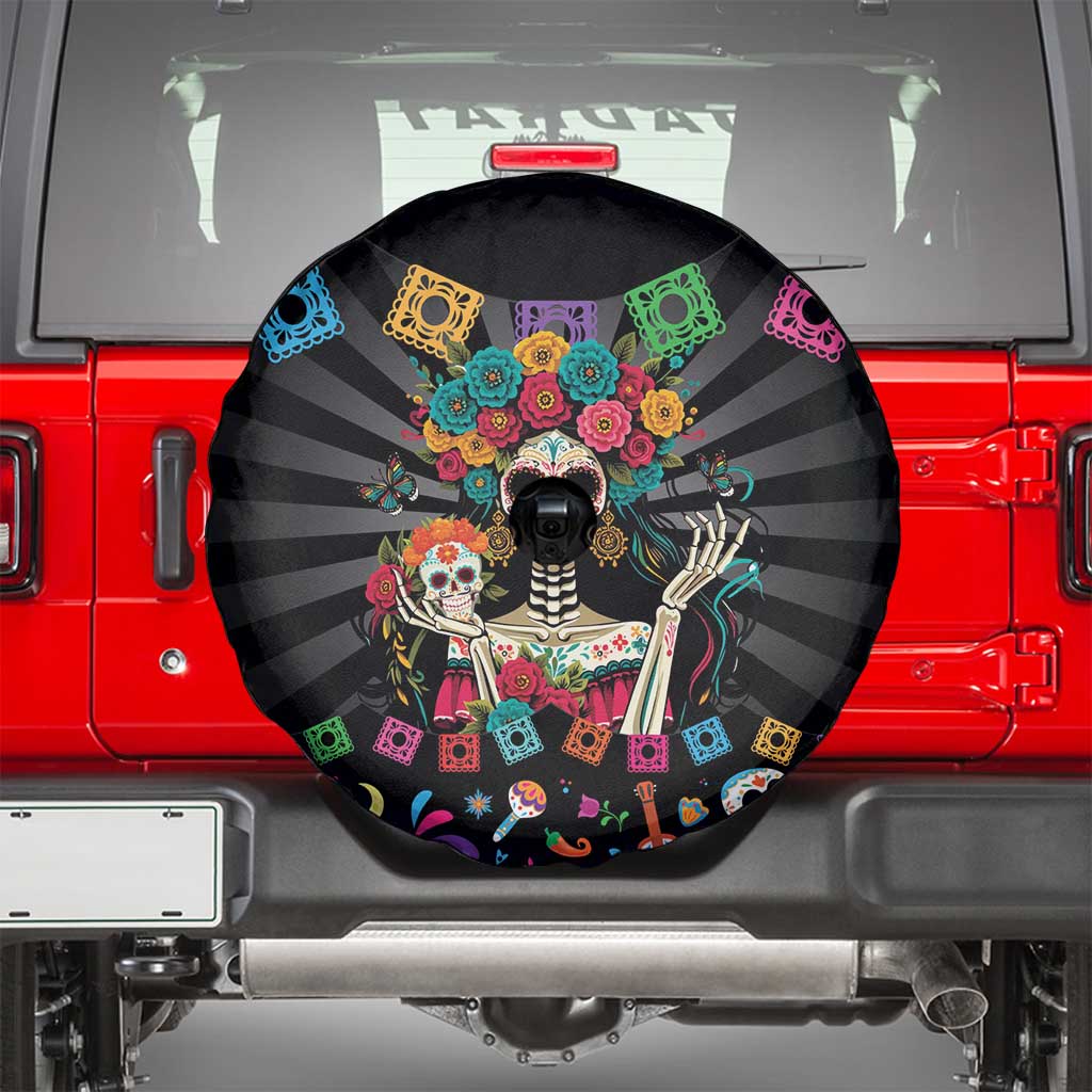 Mexican La Catrina Spare Tire Cover Viva Mexico Dia De Muertos - Wonder Print Shop