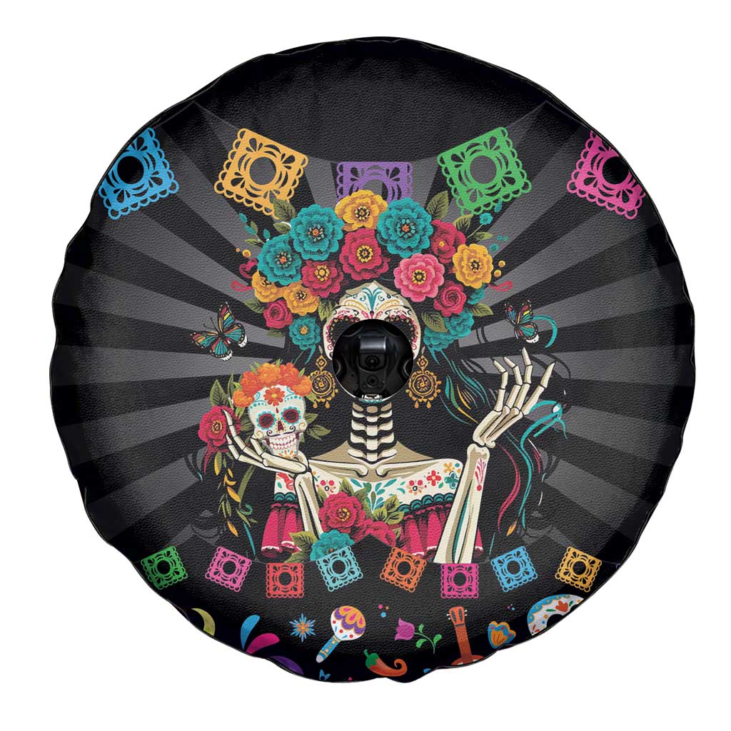 Mexican La Catrina Spare Tire Cover Viva Mexico Dia De Muertos - Wonder Print Shop