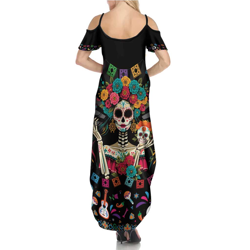 Mexican La Catrina Summer Maxi Dress Viva Mexico Dia De Muertos - Wonder Print Shop
