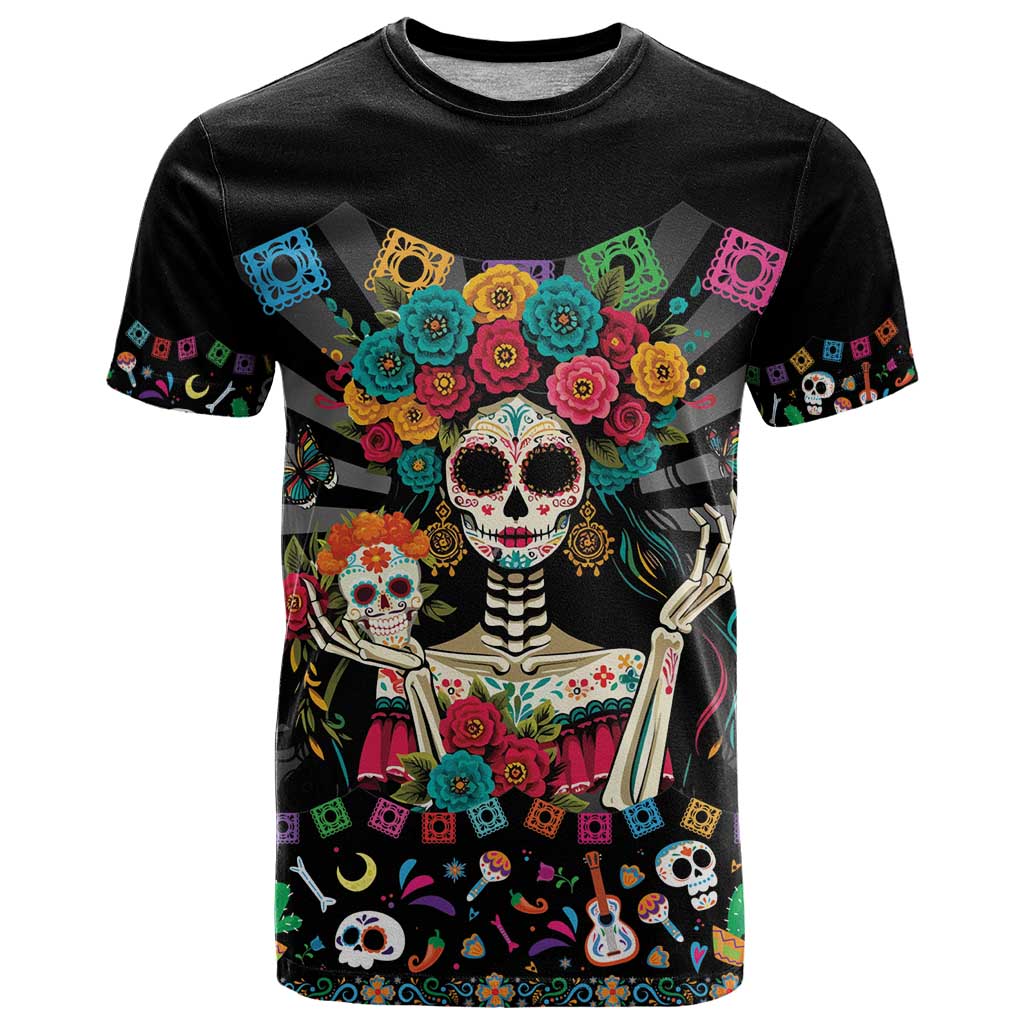 Mexican La Catrina T Shirt Viva Mexico Dia De Muertos - Wonder Print Shop