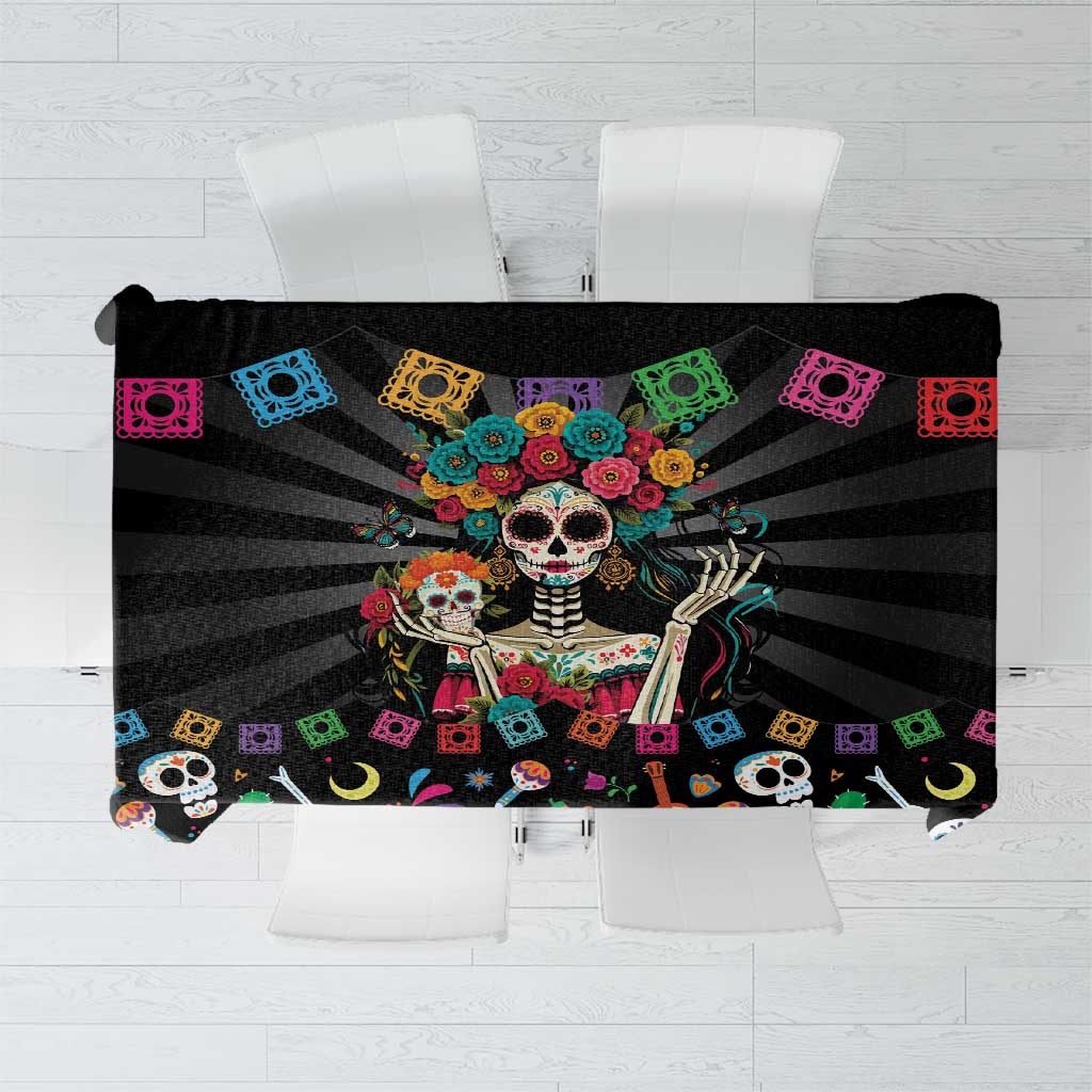 Mexican La Catrina Tablecloth Viva Mexico Dia De Muertos - Wonder Print Shop