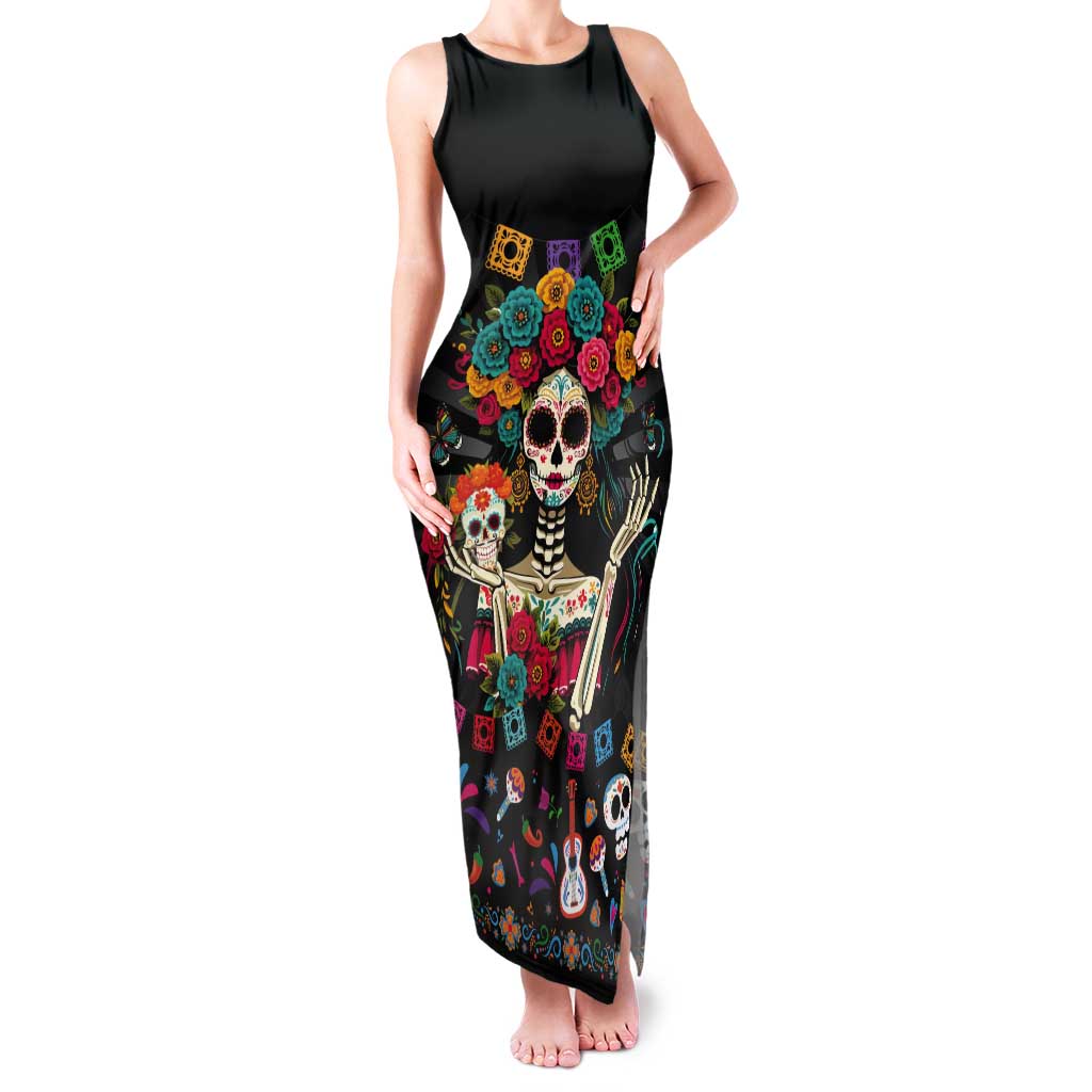 Mexican La Catrina Tank Maxi Dress Viva Mexico Dia De Muertos - Wonder Print Shop