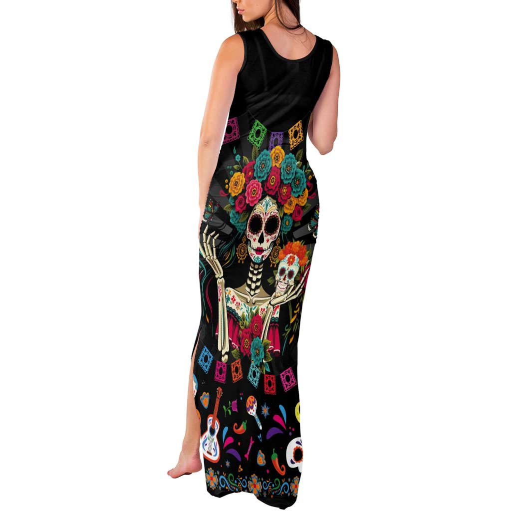Mexican La Catrina Tank Maxi Dress Viva Mexico Dia De Muertos - Wonder Print Shop