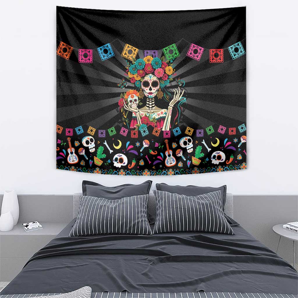 Mexican La Catrina Tapestry Viva Mexico Dia De Muertos - Wonder Print Shop