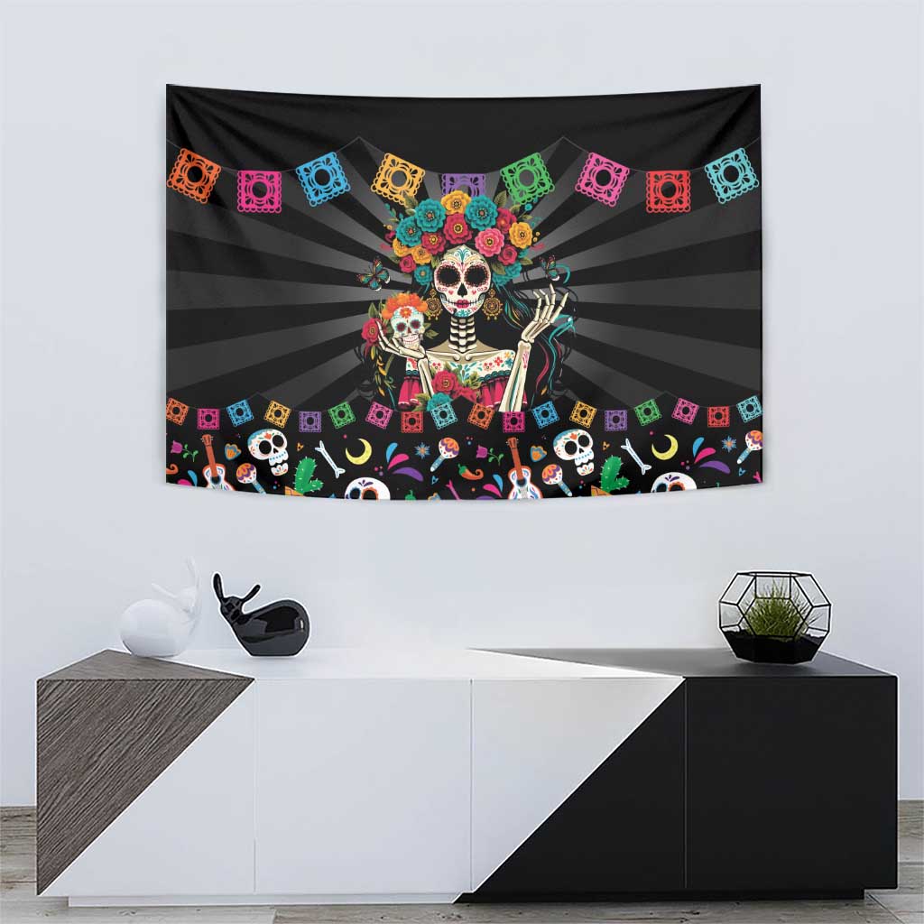 Mexican La Catrina Tapestry Viva Mexico Dia De Muertos - Wonder Print Shop