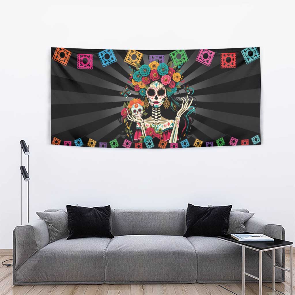 Mexican La Catrina Tapestry Viva Mexico Dia De Muertos - Wonder Print Shop