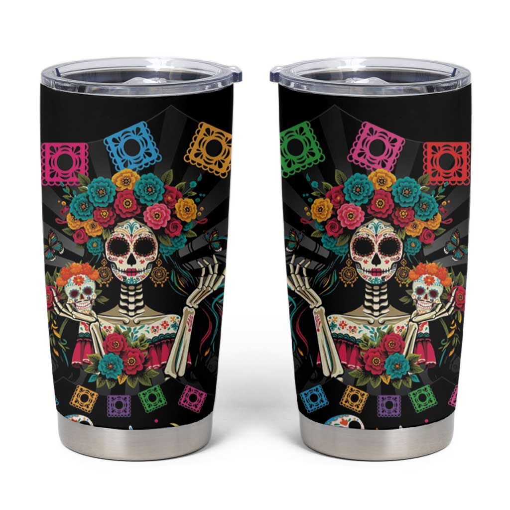 Mexican La Catrina Tumbler Cup Viva Mexico Dia De Muertos - Wonder Print Shop