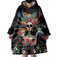 Mexican La Catrina Wearable Blanket Hoodie Viva Mexico Dia De Muertos - Wonder Print Shop