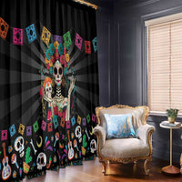 Mexican La Catrina Window Curtain Viva Mexico Dia De Muertos - Wonder Print Shop