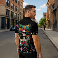 Mexican La Catrina Zipper Polo Shirt Viva Mexico Dia De Muertos - Wonder Print Shop