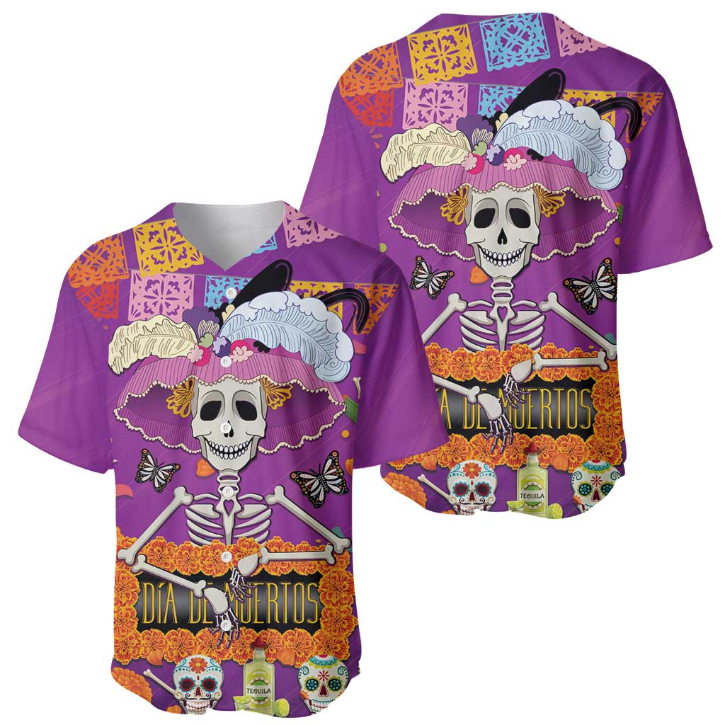 Dia De Muertos Mexico Baseball Jersey La Calavera Catrina - Wonder Print Shop