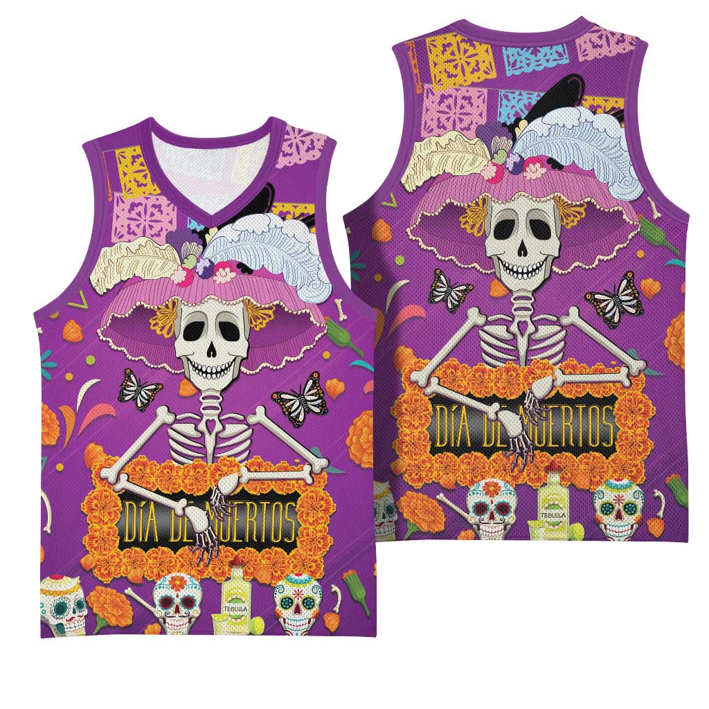 Dia De Muertos Mexico Basketball Jersey La Calavera Catrina - Wonder Print Shop