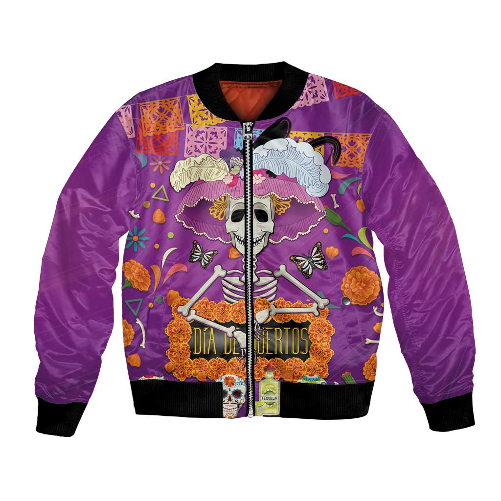 Dia De Muertos Mexico Bomber Jacket La Calavera Catrina - Wonder Print Shop