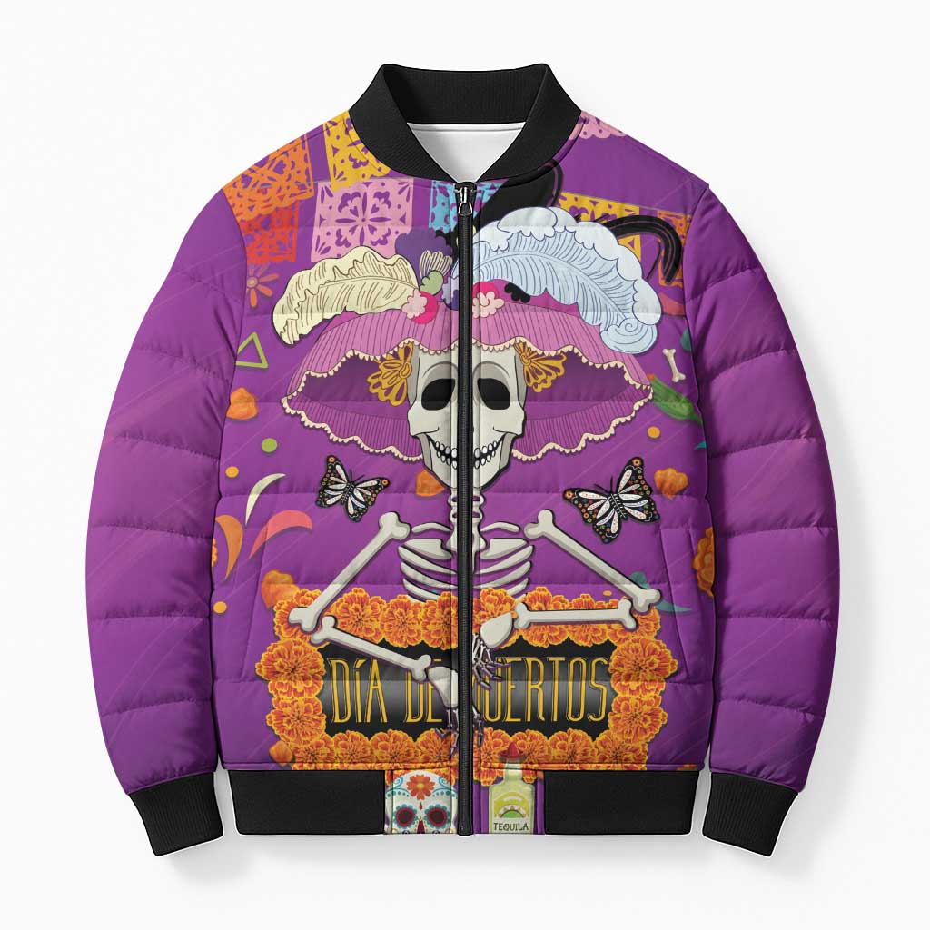 Dia De Muertos Mexico Bomber Puffer Jacket La Calavera Catrina - Wonder Print Shop