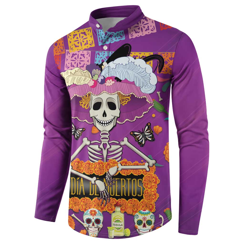 Dia De Muertos Mexico Button Sweatshirt La Calavera Catrina - Wonder Print Shop