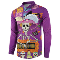 Dia De Muertos Mexico Button Sweatshirt La Calavera Catrina - Wonder Print Shop