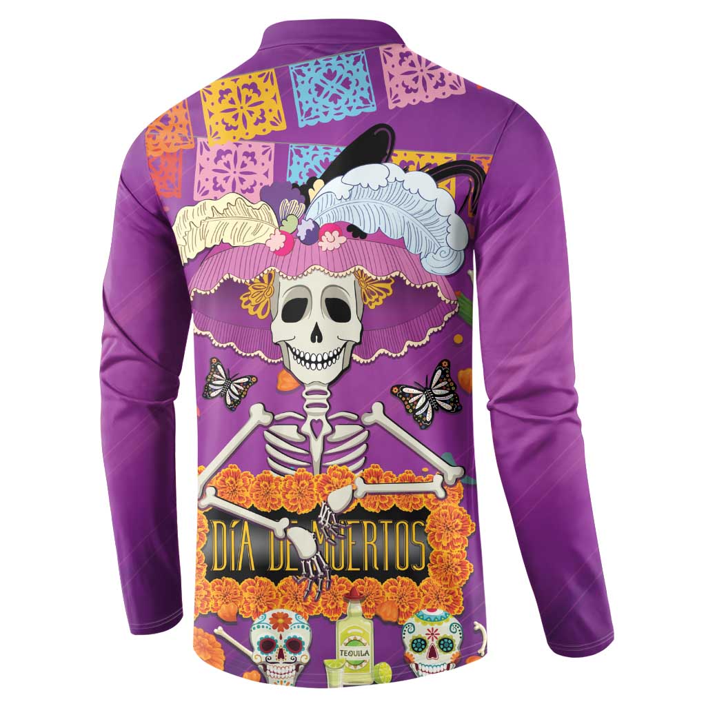 Dia De Muertos Mexico Button Sweatshirt La Calavera Catrina - Wonder Print Shop