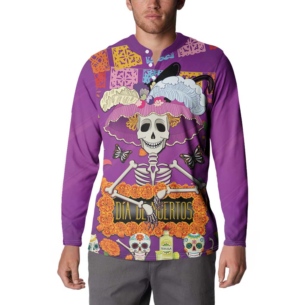Dia De Muertos Mexico Button Sweatshirt La Calavera Catrina - Wonder Print Shop