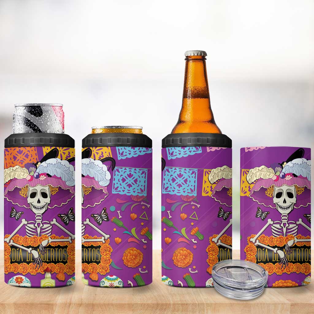 Dia De Muertos Mexico 4 in 1 Can Cooler Tumbler La Calavera Catrina - Wonder Print Shop