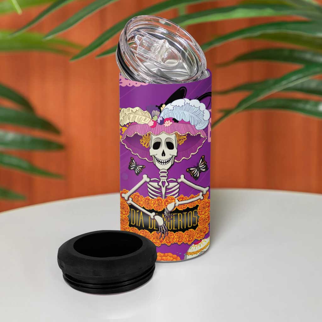 Dia De Muertos Mexico 4 in 1 Can Cooler Tumbler La Calavera Catrina - Wonder Print Shop