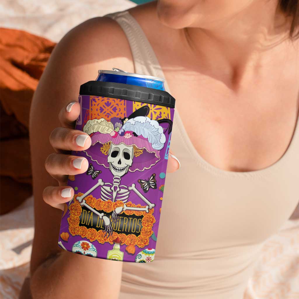 Dia De Muertos Mexico 4 in 1 Can Cooler Tumbler La Calavera Catrina - Wonder Print Shop