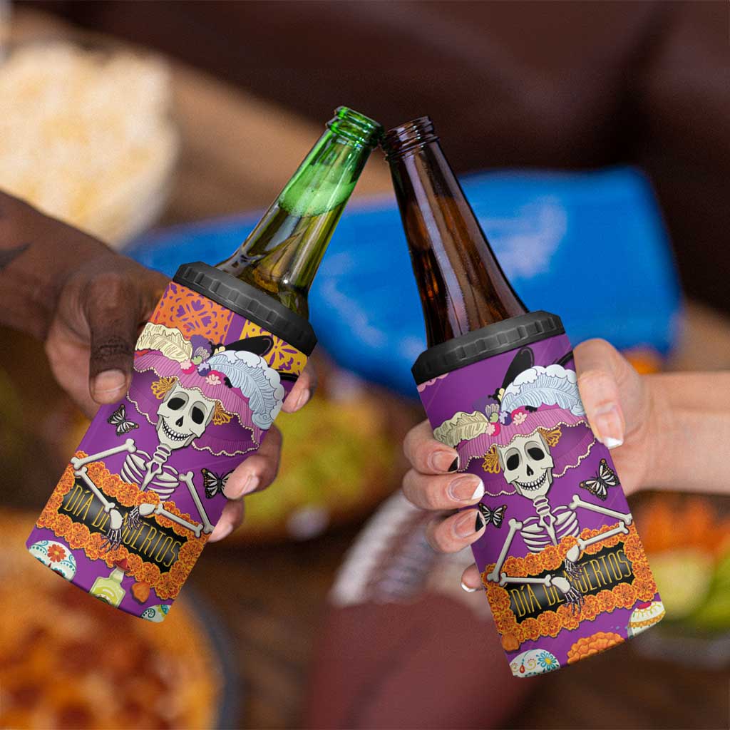 Dia De Muertos Mexico 4 in 1 Can Cooler Tumbler La Calavera Catrina - Wonder Print Shop