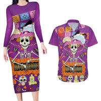 Dia De Muertos Mexico Couples Matching Long Sleeve Bodycon Dress and Hawaiian Shirt La Calavera Catrina - Wonder Print Shop
