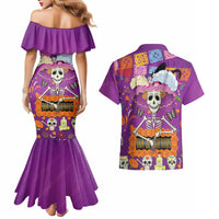 Dia De Muertos Mexico Couples Matching Mermaid Dress and Hawaiian Shirt La Calavera Catrina - Wonder Print Shop