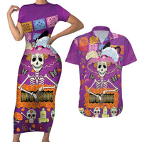 Dia De Muertos Mexico Couples Matching Short Sleeve Bodycon Dress and Hawaiian Shirt La Calavera Catrina - Wonder Print Shop