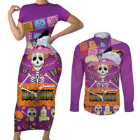 Dia De Muertos Mexico Couples Matching Short Sleeve Bodycon Dress and Long Sleeve Button Shirt La Calavera Catrina - Wonder Print Shop