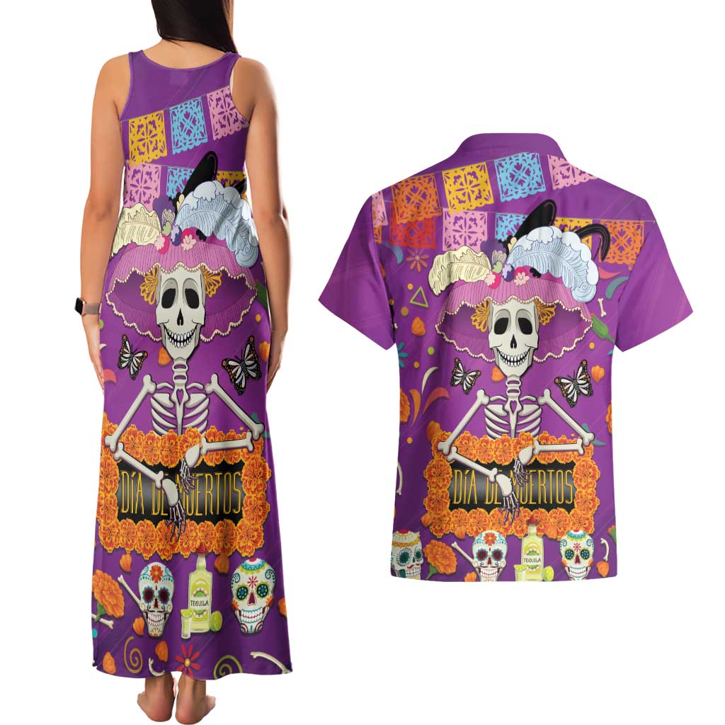 Dia De Muertos Mexico Couples Matching Tank Maxi Dress and Hawaiian Shirt La Calavera Catrina - Wonder Print Shop