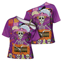 Dia De Muertos Mexico Cross Shoulder Shirt La Calavera Catrina - Wonder Print Shop