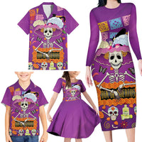Dia De Muertos Mexico Family Matching Long Sleeve Bodycon Dress and Hawaiian Shirt La Calavera Catrina - Wonder Print Shop