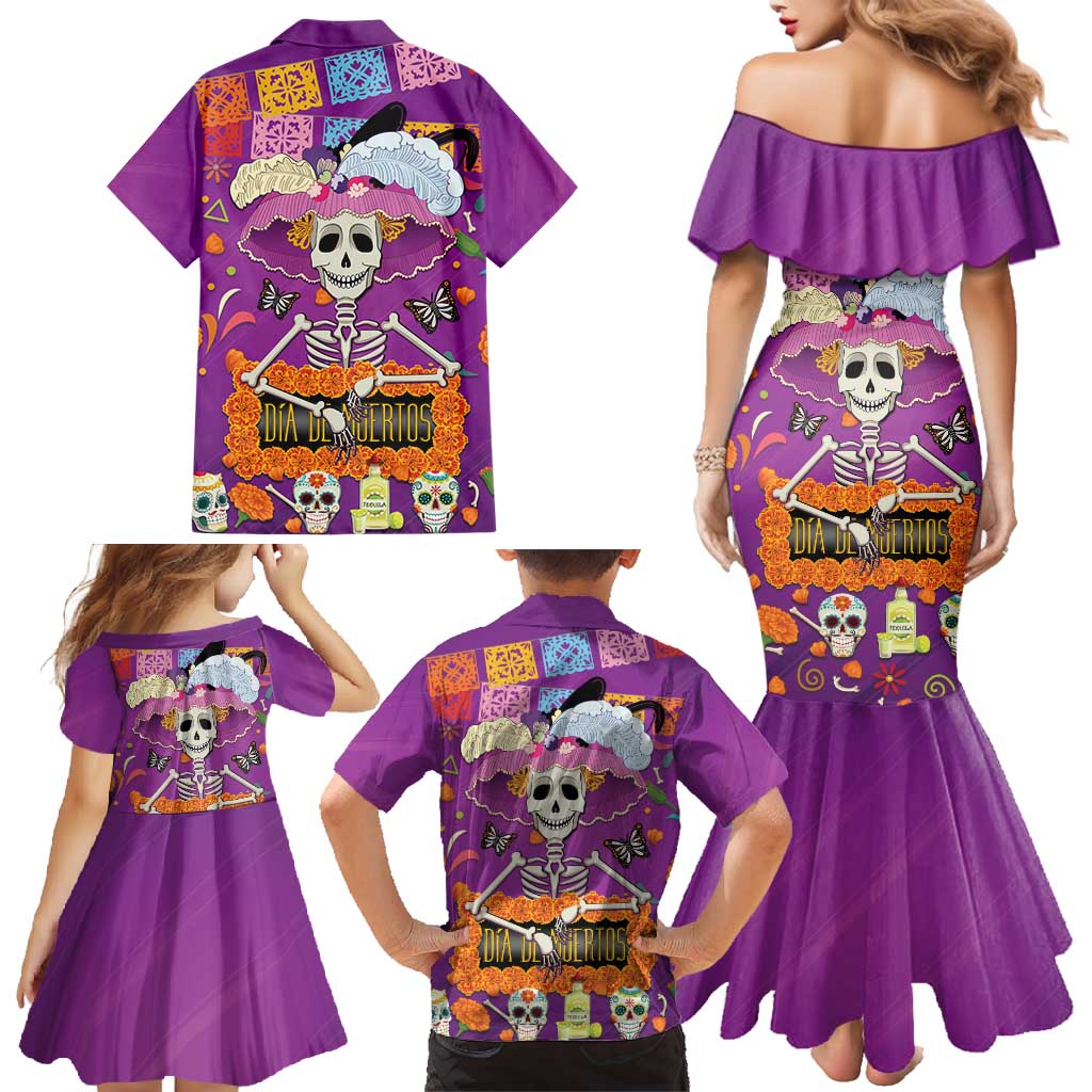 Dia De Muertos Mexico Family Matching Mermaid Dress and Hawaiian Shirt La Calavera Catrina - Wonder Print Shop