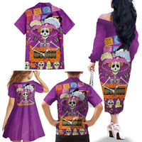 Dia De Muertos Mexico Family Matching Off The Shoulder Long Sleeve Dress and Hawaiian Shirt La Calavera Catrina - Wonder Print Shop