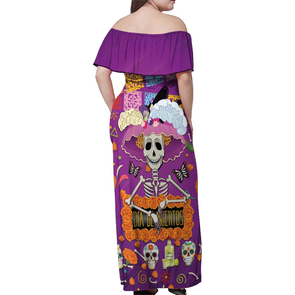 Dia De Muertos Mexico Family Matching Off Shoulder Maxi Dress and Hawaiian Shirt La Calavera Catrina - Wonder Print Shop
