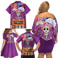 Dia De Muertos Mexico Family Matching Off Shoulder Short Dress and Hawaiian Shirt La Calavera Catrina - Wonder Print Shop