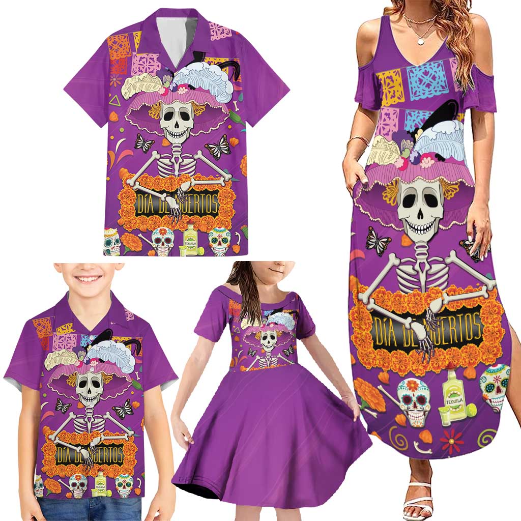Dia De Muertos Mexico Family Matching Summer Maxi Dress and Hawaiian Shirt La Calavera Catrina - Wonder Print Shop