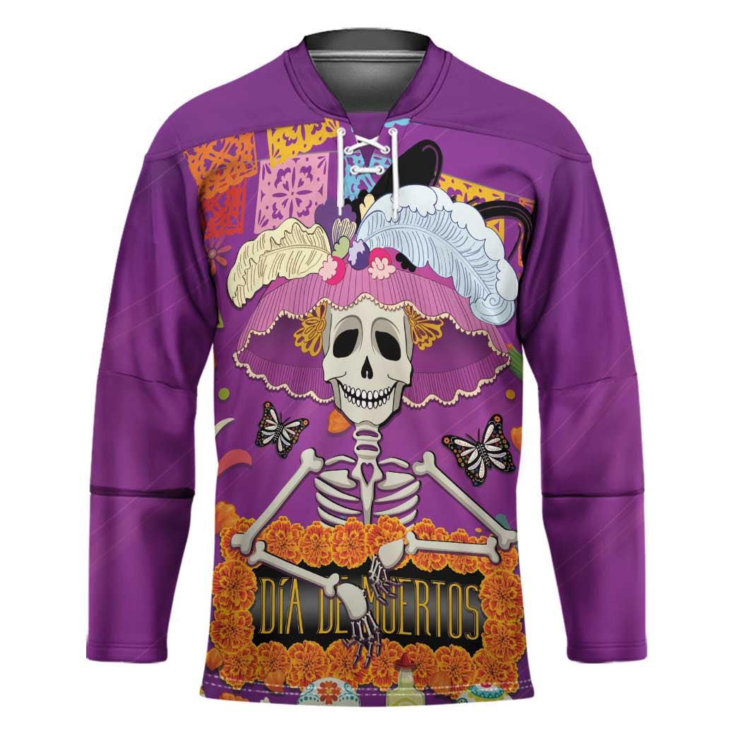Dia De Muertos Mexico Hockey Jersey La Calavera Catrina - Wonder Print Shop