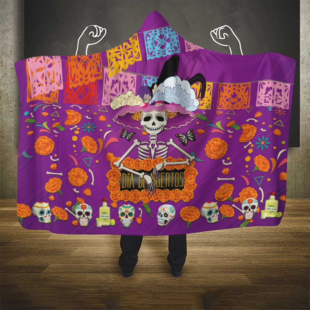 Dia De Muertos Mexico Hooded Blanket La Calavera Catrina - Wonder Print Shop